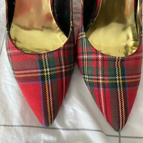 Holiday Red Plaid 4" Heel Shoes Size 9 EUC - Picture 8 of 14